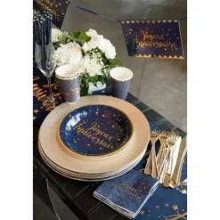 Gobelet En Carton Joyeux Anniversaire Bleu Marine X 10 Pi Ces Theme Joyeux Anniversaire