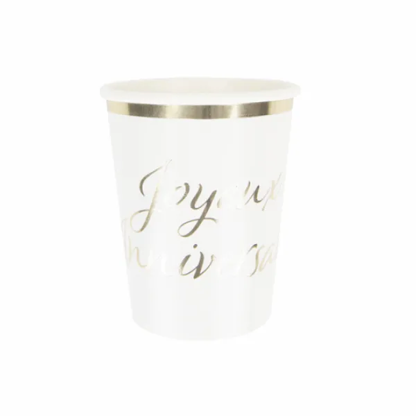 Outlet Gobelet En Carton Joyeux Anniversaire Or 200Ml Theme Joyeux Anniversaire
