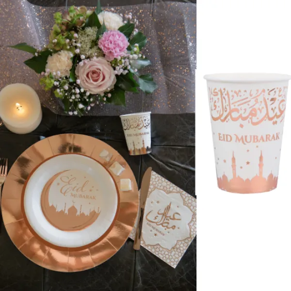New Gobelet En Carton Oriental Rose Gold X 10 Pi Ces Theme Eid Mubarak & Ramadan
