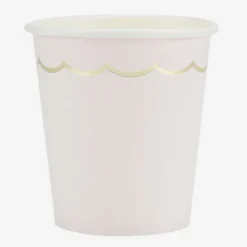 New Gobelet Festonn S 200 Ml Rose Pastel Et Or X 8 Pi Ces Theme Deco Pastel