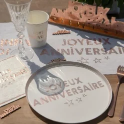 Discount Gobelets En Carton Joyeux Anniversaire Rose Gold 27 Cl X10 Pi Ces Theme Joyeux Anniversaire