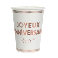 Discount Gobelets En Carton Joyeux Anniversaire Rose Gold 27 Cl X10 Pi Ces Theme Joyeux Anniversaire