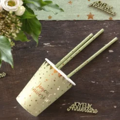 Online Gobelets En Carton Joyeux Anniversaire Vert Sauge 27Cl X10 Pi Ces Theme Joyeux Anniversaire