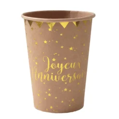 Clearance Gobelets En Carton Joyeux Anniversaire Kraft 27Cl X10 Pi Ces Theme Joyeux Anniversaire