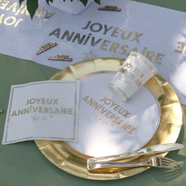 Sale Gobelets En Carton Joyeux Anniversaire Or 27 Cl X10 Pi Ces Theme Joyeux Anniversaire