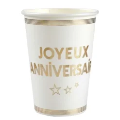 Sale Gobelets En Carton Joyeux Anniversaire Or 27 Cl X10 Pi Ces Theme Joyeux Anniversaire