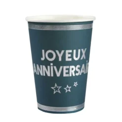 Best Gobelets En Carton Joyeux Anniversaire Bleu Canard 27 Cl X10 Pi Ces Theme Joyeux Anniversaire