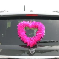 Badaboum Grand Coeur En Plume Fuchsia