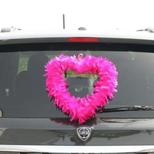 Badaboum Grand Coeur En Plume Fuchsia