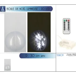 Badaboum Grande Boule De Noel Lumineuse Blanche Avec Telecommande New