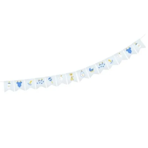 Hot Guirlande 14 Fanions Baby Shower Bleu Ciel Theme D Co Baby Shower