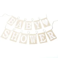 Best Guirlande Babyshower Lin Et Blanc Theme D Co Baby Shower