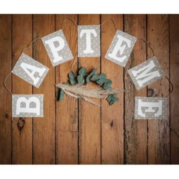 Hot Guirlande Bapt Me Lin Et Blanc Theme Bapteme