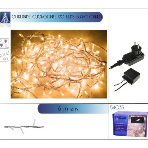Badaboum Guirlande Clignotante & Electrique 120 Led Blanc Chaud New