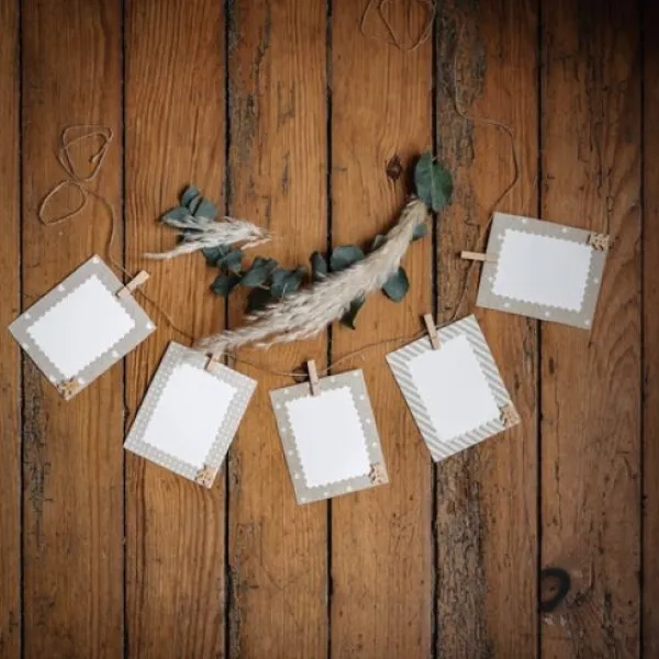 Badaboum Guirlande De D Coration 5 Cartes Lin Et Blanc