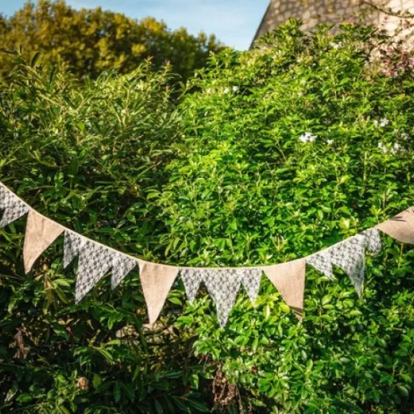 Sale Guirlande De Decoration Fanions Jute Et Dentelle 3M Theme Dentelle