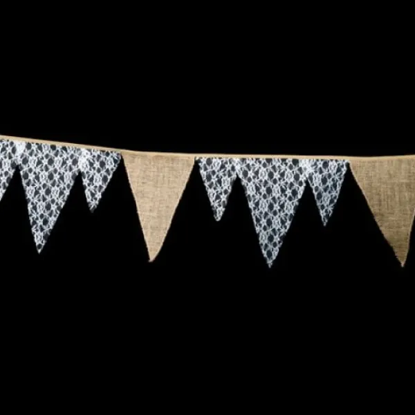 Sale Guirlande De Decoration Fanions Jute Et Dentelle 3M Theme Dentelle