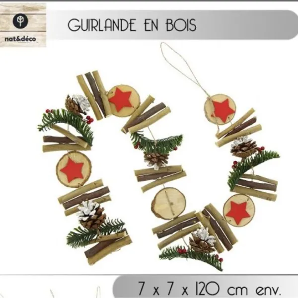 Badaboum Guirlande De Noel Nature Rondin De Bois Sale