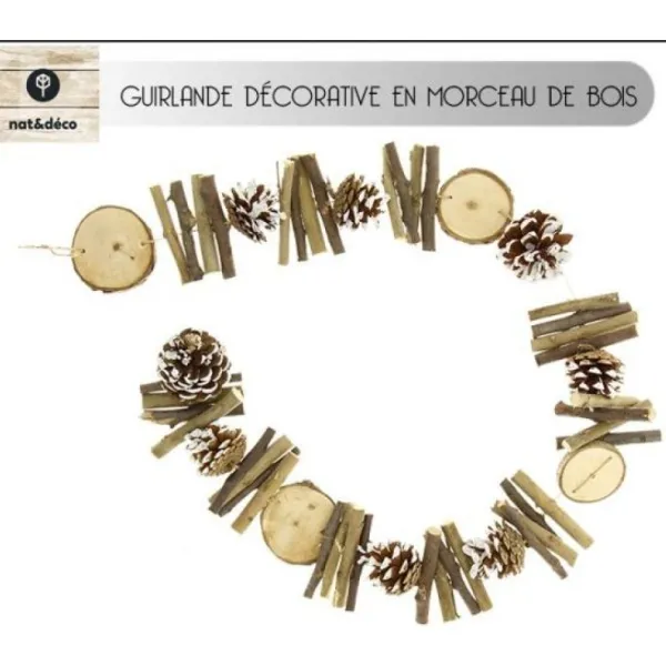 Badaboum Guirlande De Noel Nature En Morceau De Bois Outlet