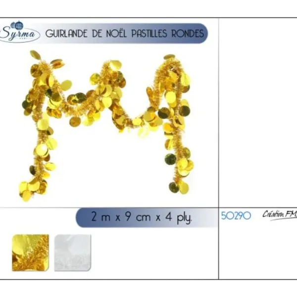 Badaboum Guirlande De Noel Pastille Ronde Or / Blanc Hot