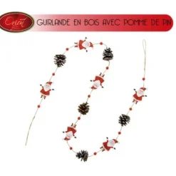 Badaboum Guirlande De Noel Pomme De Pin Avec Pere Noel Discount