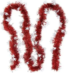 Badaboum Guirlande De Noel Rouge Avec Flocons Blancs Outlet