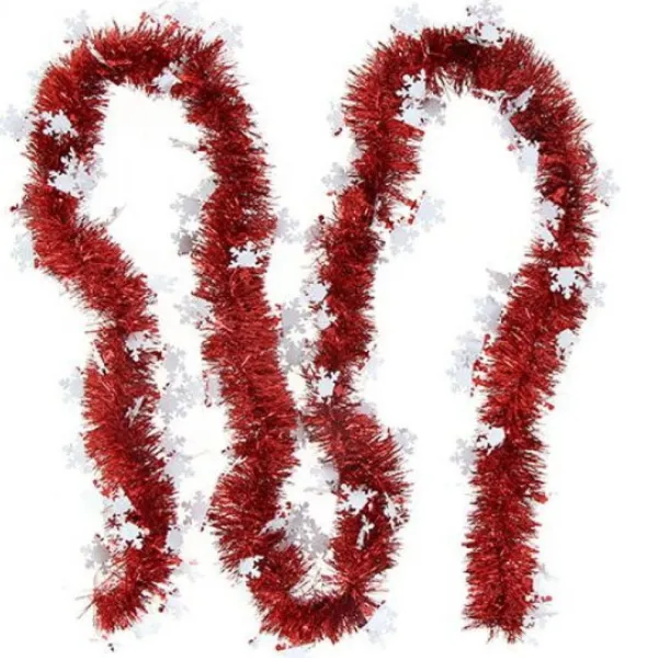 Badaboum Guirlande De Noel Rouge Avec Flocons Blancs Outlet