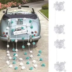 Badaboum Guirlande De Noeuds Blanche En Raphia Pour Voiture Hot