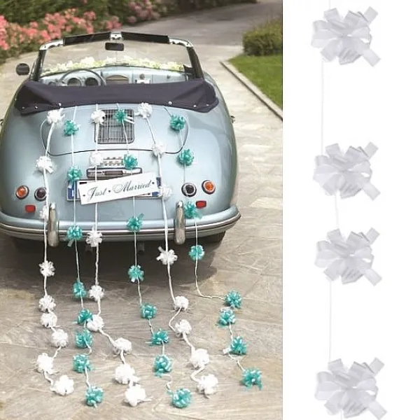 Badaboum Guirlande De Noeuds Blanche En Raphia Pour Voiture Hot