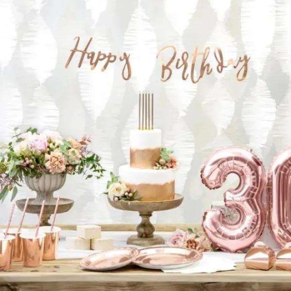 Outlet Guirlande Decoration Happy Birthday Rose Gold Theme Joyeux Anniversaire