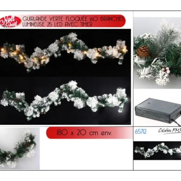 Badaboum Guirlande Floqu Verte & Lumineuse 1M80 25 Led Clearance