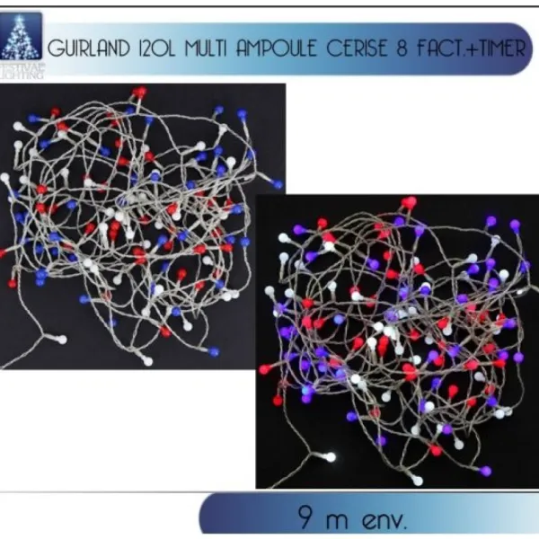 Badaboum Guirlande Lumineuse 120 Led Ampoule Cerise Multicolore Hot