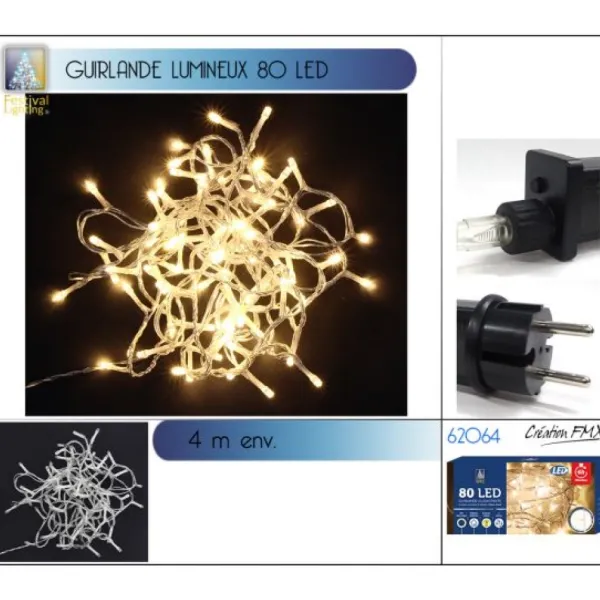 Badaboum Guirlande Lumineuse 80 Led Blanc Chaud 4M New