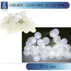 Badaboum Guirlande Lumineuse 40 Led Boule Blanche New