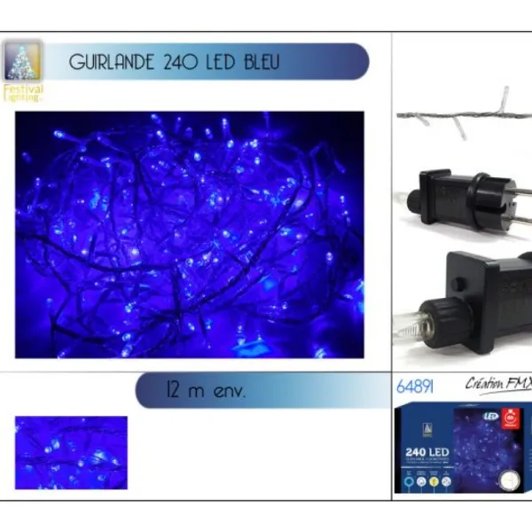 Badaboum Guirlande Lumineuse 240 Led Bleu 12M
