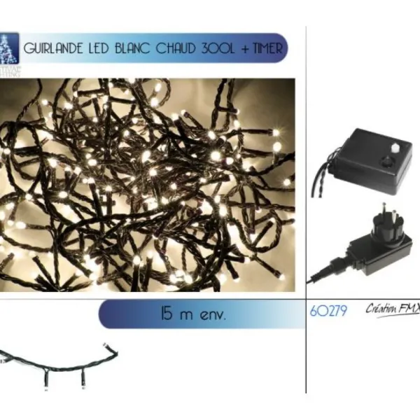 Badaboum Guirlande Lumineuse 300 Led Blanc Chaud Avec Timer Best