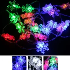 Badaboum Guirlande Lumineuse À Pile 20 Led Flocon De Neige Bleu