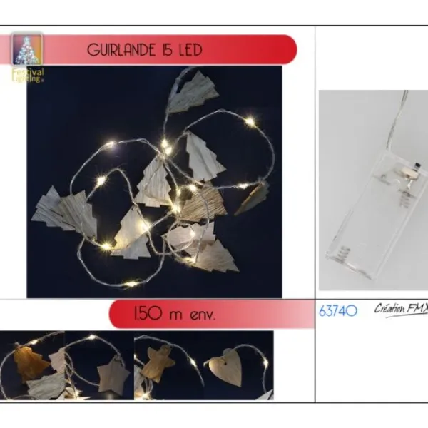 Badaboum Guirlande Lumineuse A Pile Motif Noel En Bois Hot