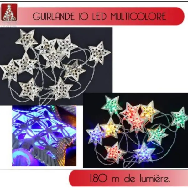 Badaboum Guirlande Lumineuse A Pile 10 Led Etoile Multicolore Clearance