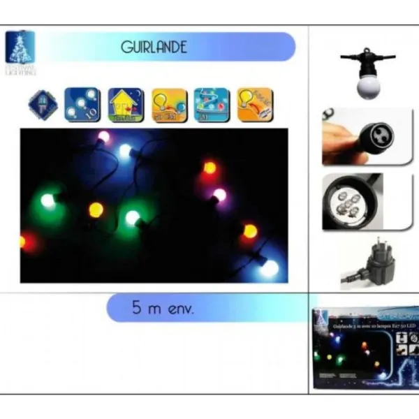 Badaboum Guirlande Lumineuse Guinguette Pour Extérieur Multicolore 10 Led Sale