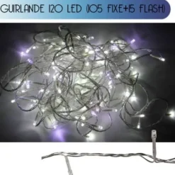 Badaboum Guirlande Lumineuse Noel 120 Leds Blanches Fixe Et Flash New