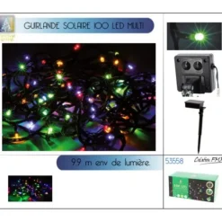Badaboum Guirlande Solaire 100 Leds Multicolore New