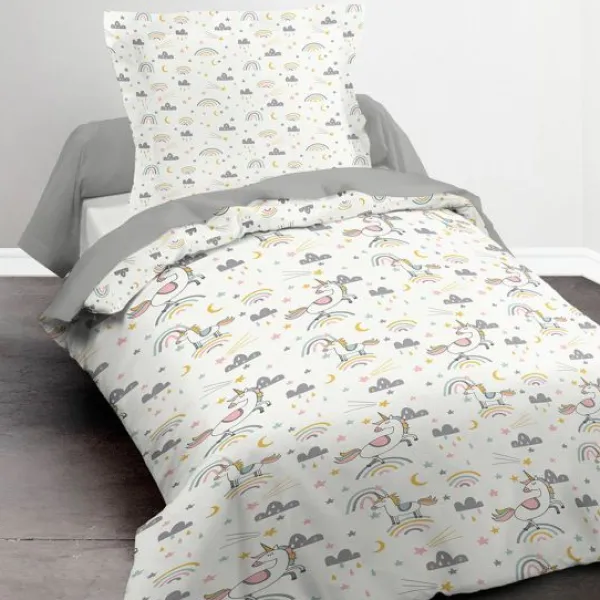 Sale Housse De Couette Enfant 1 Personne Licorne Theme Licorne