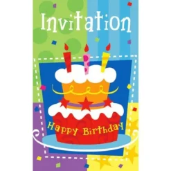 Hot Invitations Happy Birthday G Teau X6Pcs Theme Joyeux Anniversaire