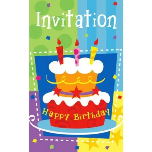 Hot Invitations Happy Birthday G Teau X6Pcs Theme Joyeux Anniversaire