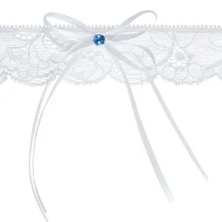 Clearance Jarreti Re Dentelle Blanc Avec Diamant Bleu Theme Dentelle