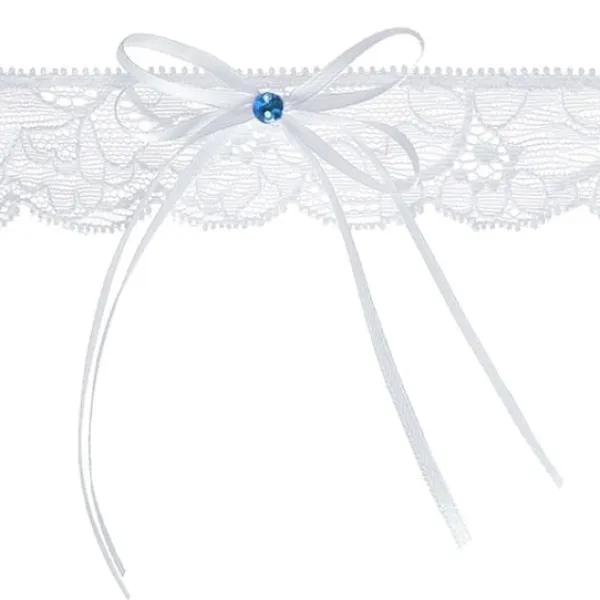 Clearance Jarreti Re Dentelle Blanc Avec Diamant Bleu Theme Dentelle