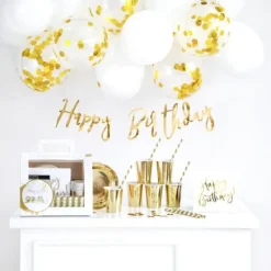 Hot Kit D Coration Anniversaire Happy Birthday Or 60 Pi Ces Theme Joyeux Anniversaire
