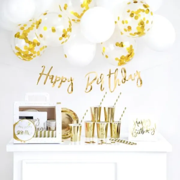 Hot Kit D Coration Anniversaire Happy Birthday Or 60 Pi Ces Theme Joyeux Anniversaire