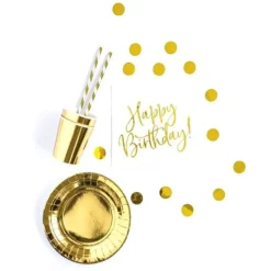 Hot Kit D Coration Anniversaire Happy Birthday Or 60 Pi Ces Theme Joyeux Anniversaire